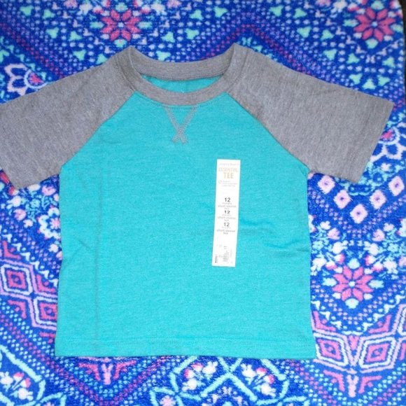 JUMPING BEANS baby boy t-shirt, dark teal with gray, 12 month,  k-328 - Picture 3 of 3